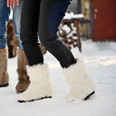 Pre-owned Litvin White Goat Fur Boots For Women, Winter Snow Boots, Womens Moutons, Handmade