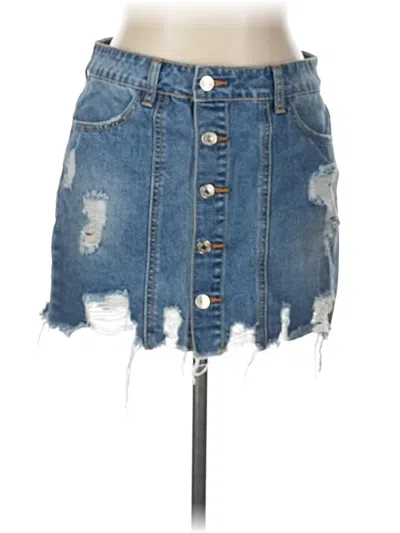 Pre-owned Litz Jeans Denim Skirt In Blue
