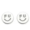 Litzi Women's Silver F U Happy Face Earrings
