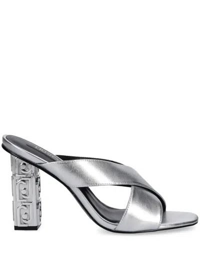 Liu •jo 105mm Logo-heel Sandals In Silver
