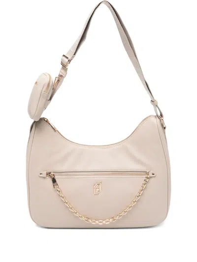 LIU •JO 34 CHAIN-DETAIL BEIGE SHOULDER BAG