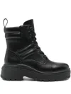 Liu •jo Andrea Leather Combat Boots In Black