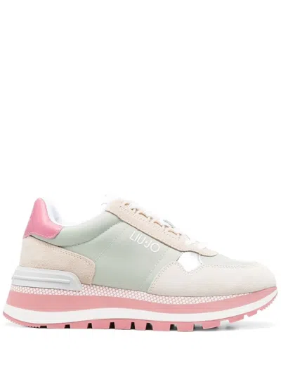 Liu •jo 45mm Panelled Lace-up Trainers In Neutrals