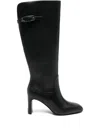 Liu •jo 88mm Knee-high Leather Boots In Black