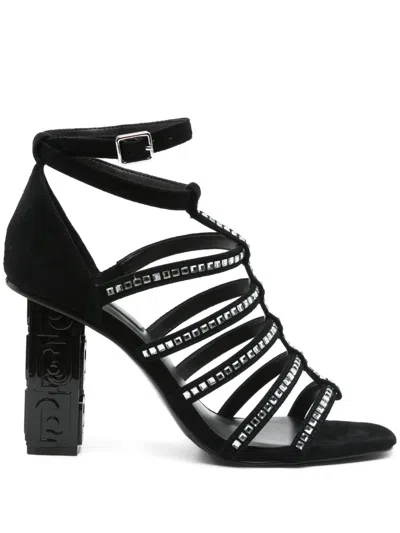 Liu •jo Liu Jo Black Sandals With Heel And Rhinestones