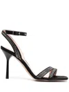 Liu •jo 90mm Leather Embellished Sandals In Black