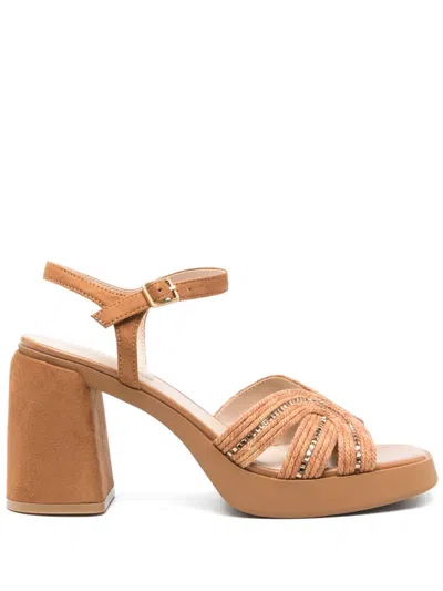 Liu •jo 90mm Rhinestone-embellished Sandals In Brown