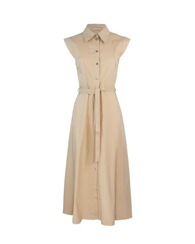 Liu •jo Liu Jo Cotton Chemisier Midi Dress In Beige