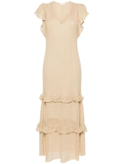 Liu •jo Lurex-detail Maxi Dress In Oro