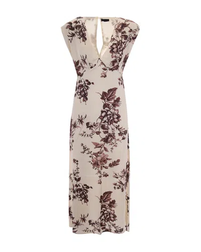 Liu •jo Abito Raso Floreale Choco Ramage In Neutral