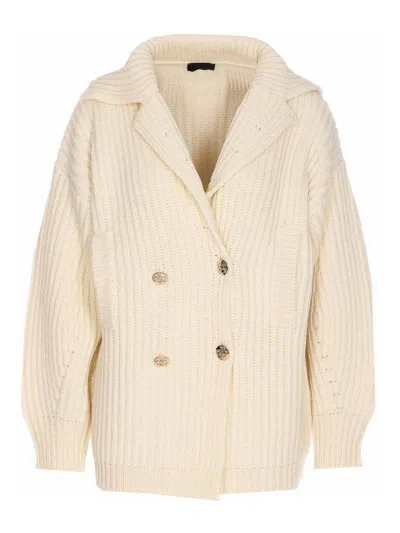 Liu •jo White Wool Coat In Neutral