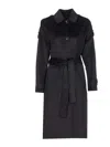 Liu •jo Trench Coat With Fringes In Black