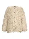 Liu •jo Textured Knit Jacket With Contrast Button Closure In Neutral