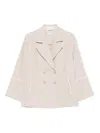 Liu •jo Short Double-breasted Coat With Wide Lapel In Neutral