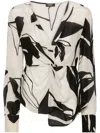 Liu •jo Abstract-print Crepe Blouse In Neutrals