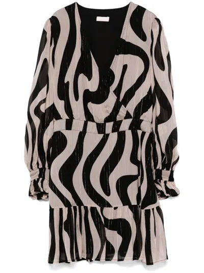 Liu •jo Abstract-print Dress In Black