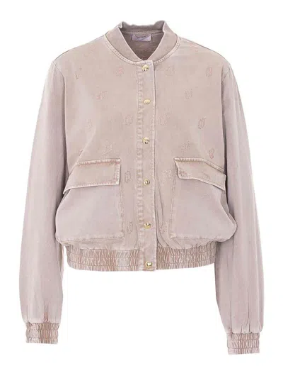 Liu •jo Almond Suede Jacket In Neutral