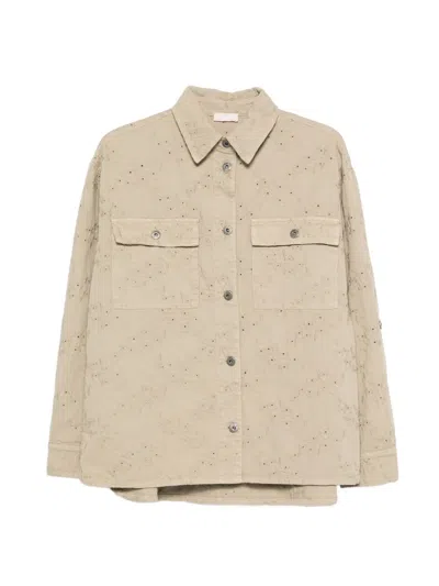 Liu •jo Liu Jo Aluminum Grey Cotton Jacket In Brown