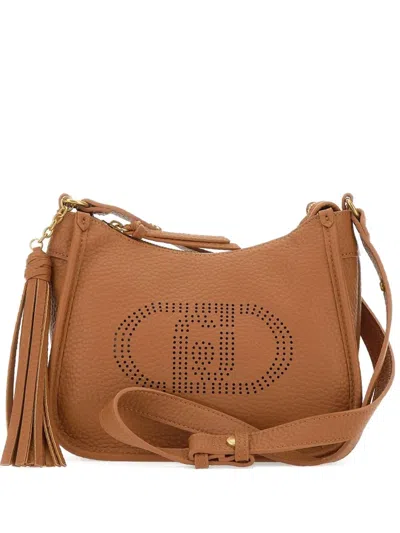 Liu •jo Liu Jo Fringe-detail Brown Shoulder Bag With Logo Accents
