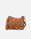 Liu •jo Liu Jo Fringe-detail Brown Shoulder Bag With Logo Accents