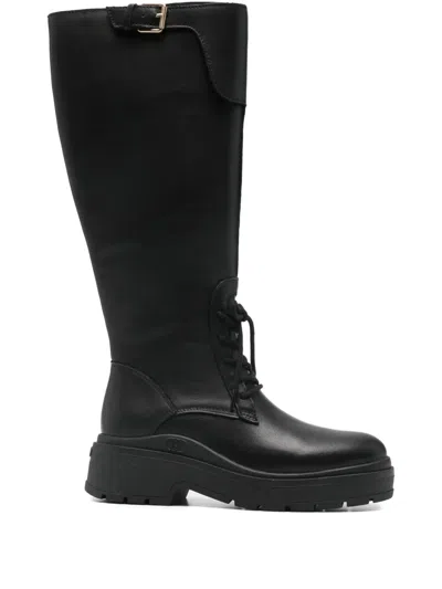 Liu •jo Andrea 04 Buckle Lace-up Boots In Black