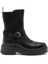Liu •jo Andrea Buckle-strap Leather Ankle Boots In Black