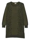 Liu •jo Animal-pattern Knitted Mini Dress In Green