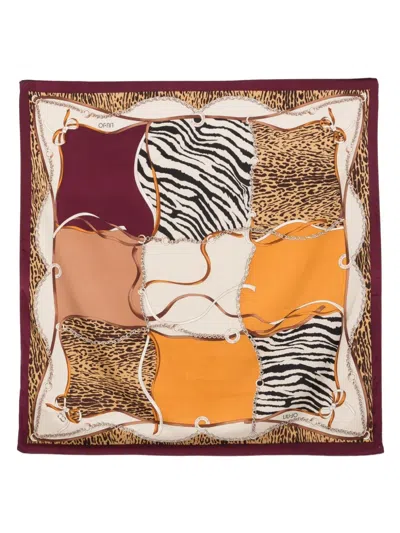 Liu •jo Animal-print Chain-link Scarf In Multi