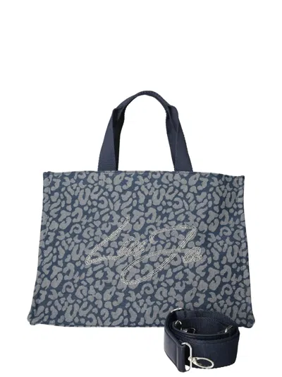 Liu •jo Animal Print Logo Tote Bag In Blue
