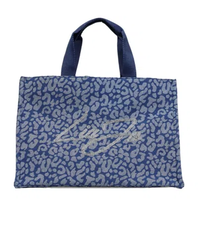 Liu •jo Animal Print Logo Tote Bag In Blue