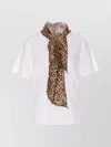 Liu •jo Animal Print Scarf Crewneck T-shirt With Leopard Detail