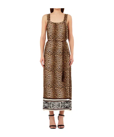 Liu •jo Animal Print Tassel Dress In Black