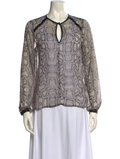 Pre-owned Liu •jo Animal Print V-neck Blouse In Multi