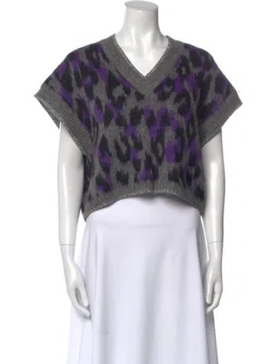 Pre-owned Liu •jo Animal Print V-neck Sweater In Multi