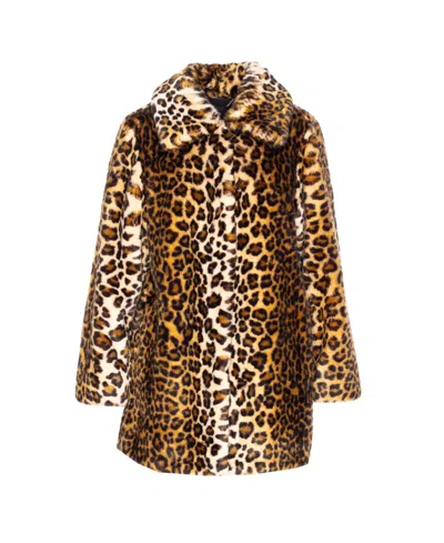Liu •jo Animalier Faux Fur Coat In Brown