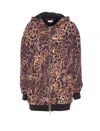 Liu •jo Leopard-print Hooded Jacket In Brown