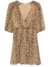 Liu •jo Liu Jo Animalier V-neck Mini Dress In Animal Print