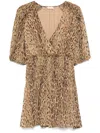 Liu •jo Liu Jo Animalier V-neck Mini Dress In Multicolour