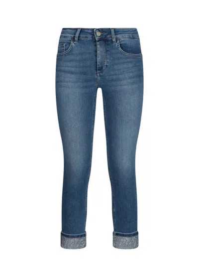 Liu •jo Ankle Length Skinny Jeans With Elegant Cuff In Blue