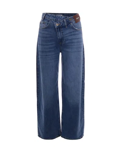 Liu •jo Liu Jo Asymmetric Closure Cotton Jeans In Blue