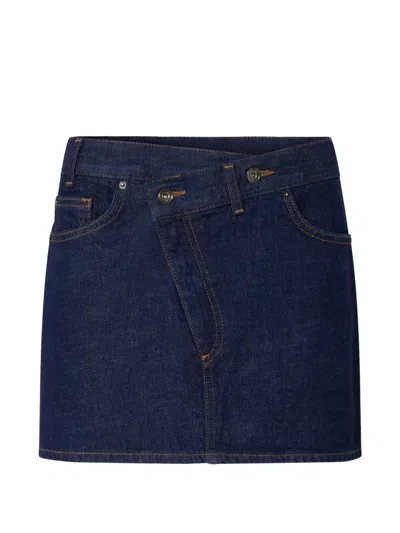 Liu •jo Asymmetric Denim Mini Skirt In Blue