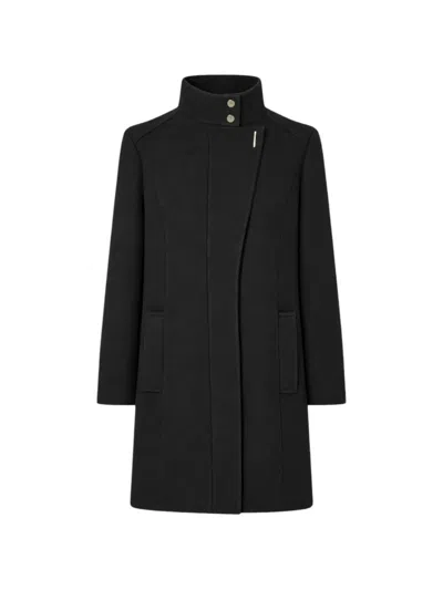 Liu •jo Asymmetric High-neck Coat In Black