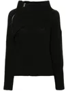 Liu •jo Ribbed-knit Sweater In Black