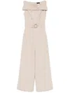 Liu •jo Liu Jo Beige Pants With Structured Wide-leg And Belted Waist In Neutral