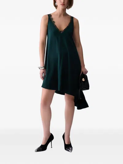 Liu •jo Asymmetric Satin Dress In Green