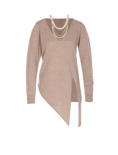 Liu •jo Asymmetric Sweater In Brown