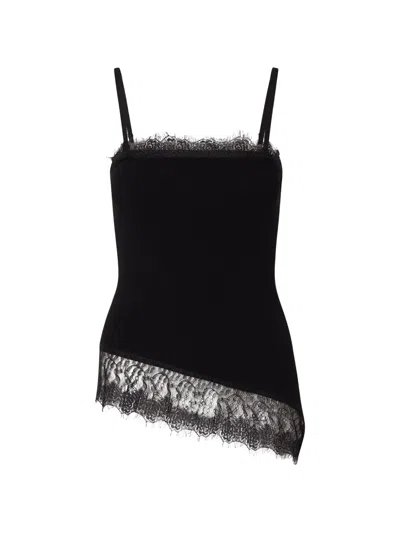 Liu •jo Asymmetric Top With Lace Details In Black