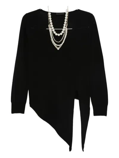 Liu •jo Asymmetrical Hemline Black Knit Sweater