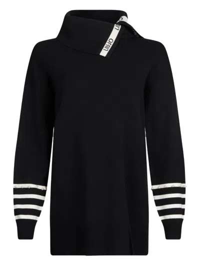 LIU •JO ASYMMETRICAL COLLAR KNIT SWEATER