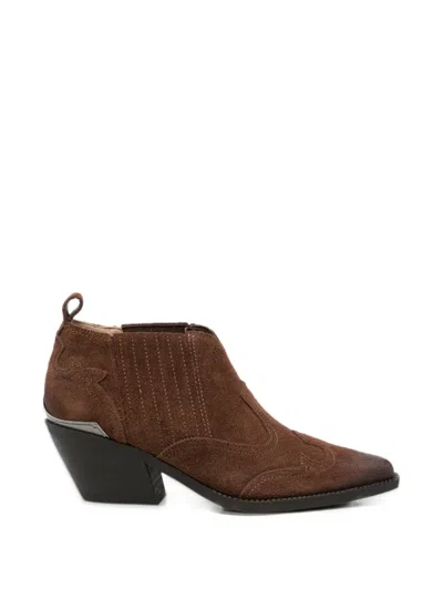 Liu •jo Austin 04 Western-style Suede Ankle Boots In Brown